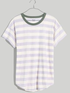 Madewell Whisper Cotton Stripe Tee XL NWT Lavender Coastal Soft Girl